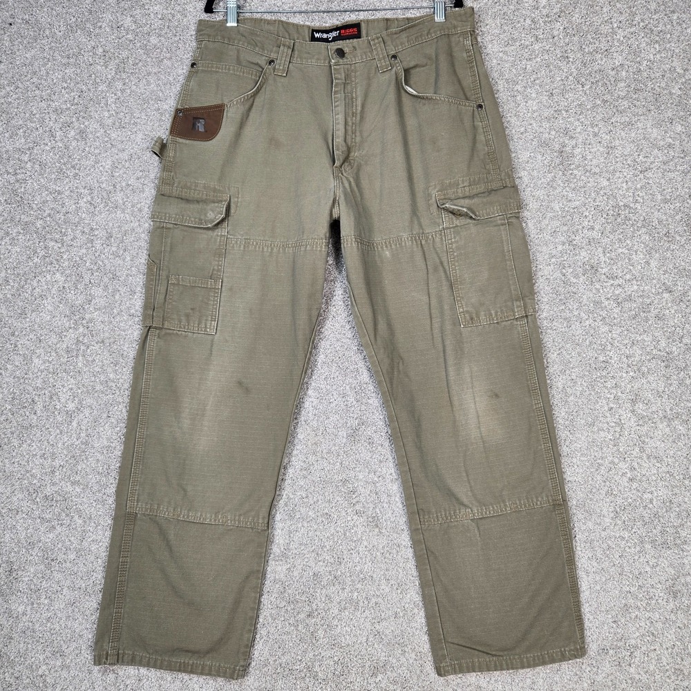 Wrangler RIGGS Workwear Men's 36x30 Ripstop Ranger Cargo Pants olive green/gray